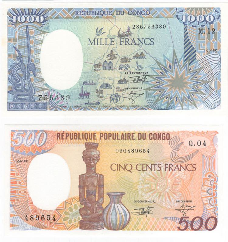 Congo - lotto di 2 banconote