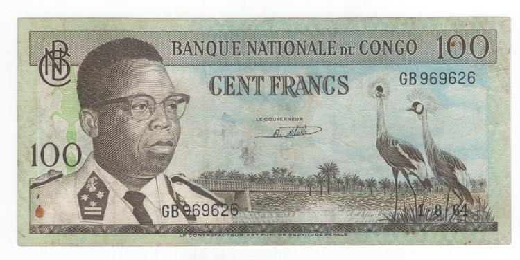Congo - 100 Franchi 1964 - P#6a