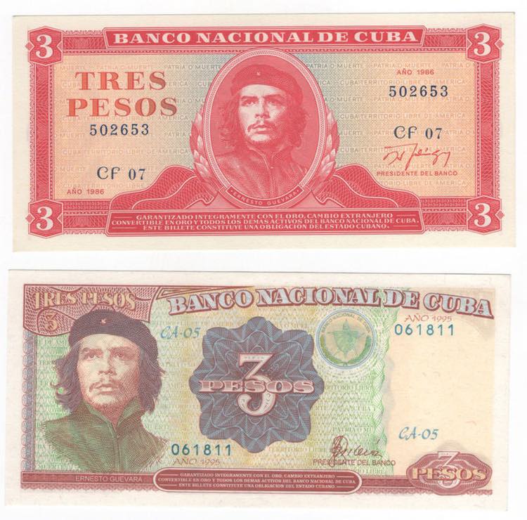 Cuba - lotto di 2 banconote - 3 ... 