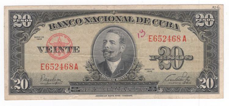 Cuba - 20 pesos 1949 - P# 80a