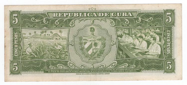 Cuba - 5 Pesos 1960 - P# 91c