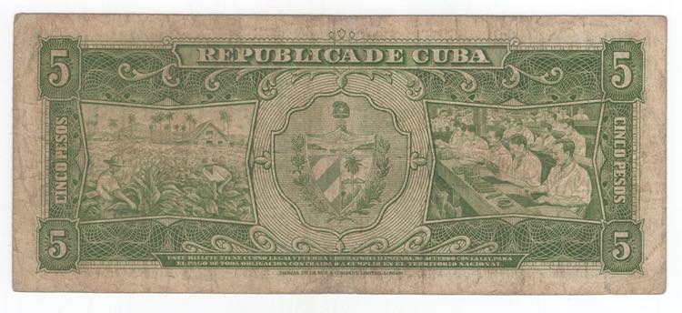 Cuba - 5 Pesos 1958 - P# 90a