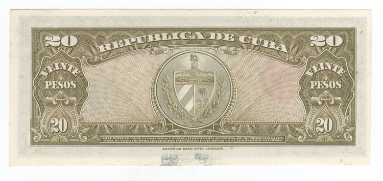 Cuba - 20 Pesos 1958 - P# 080b