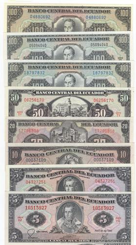 Ecuador - lotto di 7 banconote