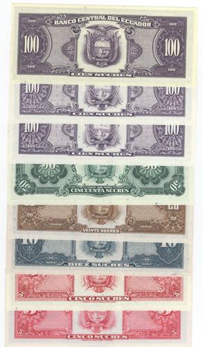 Ecuador - lotto di 7 banconote