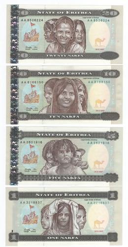 Eritrea - lotto di 4 banconote