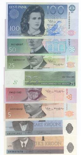 Estonia - lotto di 8 banconote