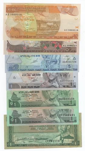Etiopia - lotto di 7 banconote