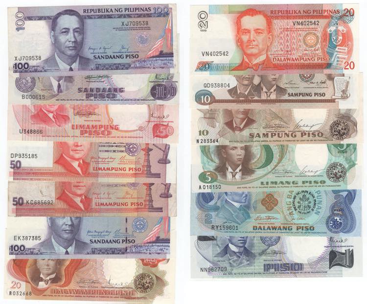 Filippine - lotto di 13 banconote