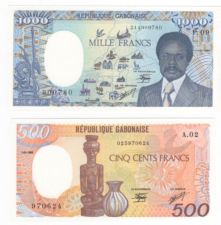 Gabon - lotto di 2 banconote
