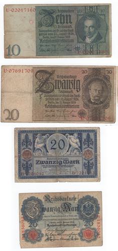 Germania - lotto di 4 banconote