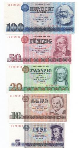 Germania DDR - lotto di 5 banconote