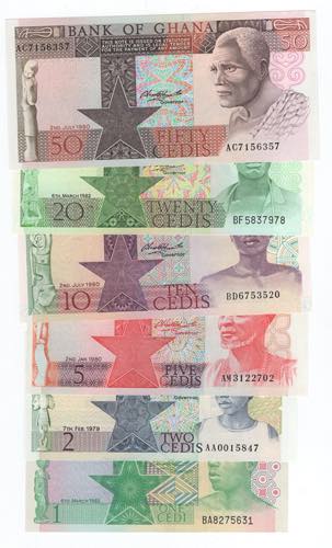 Ghana - lotto di 6 banconote