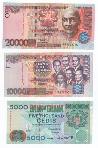 Ghana - lotto di 3 banconote