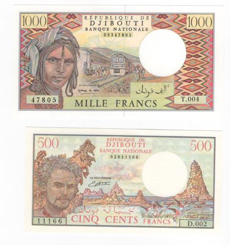 Gibuti - lotto di 2 banconote