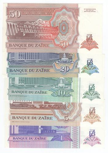 Zaire - lotto di 5 banconote