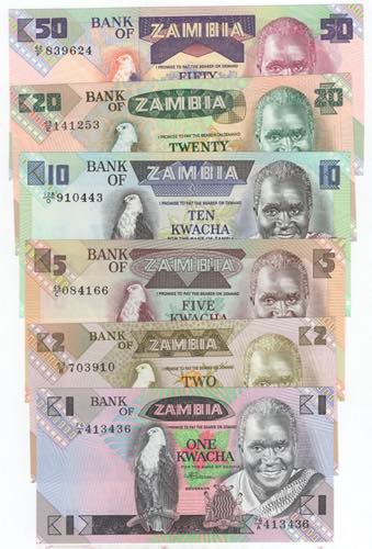 Zambia - lotto di 6 banconote