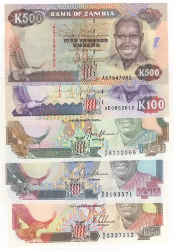 Zambia - lotto di 5 banconote