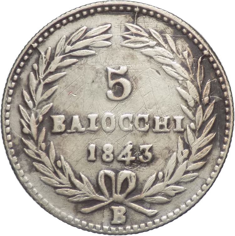 5 Baiocchi 1843 - Gregorio XVI ... 