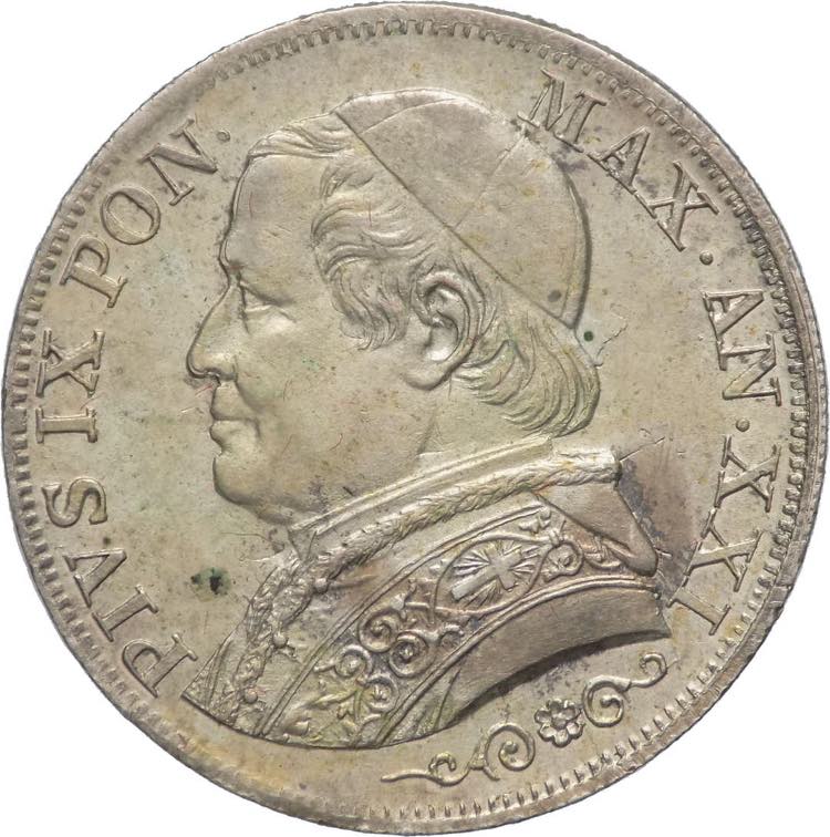 1 Lira 1867 - Pio IX (1846 - 1870) ... 