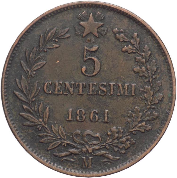 5 Centesimi 1861 - Vittorio ... 