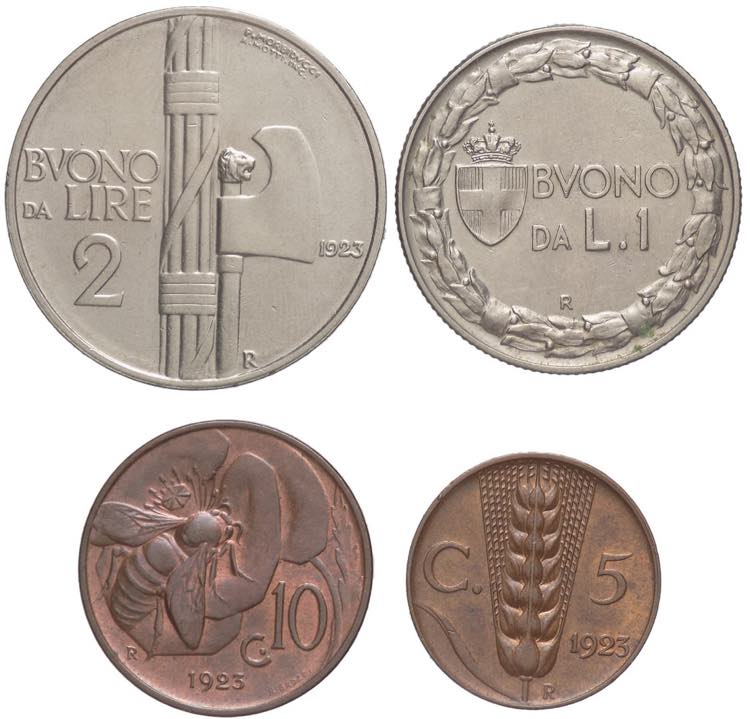 Lotto di 4 monete 1923 - Vittorio ... 