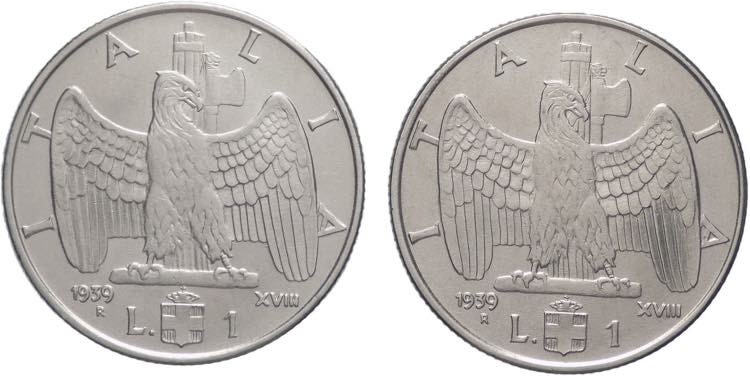 Lotto 2 monete da 1 Lira 1939 - ... 