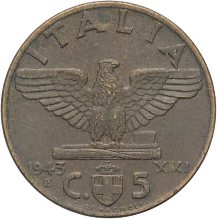 5 centesimi 1943 - Vittorio ... 