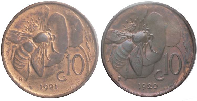 lotto 2 monete da 10 centesimi ... 