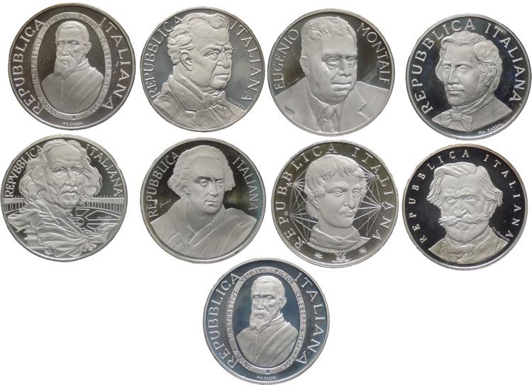 lotto di 9 monete 1000 Lire - ... 