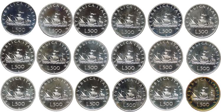 lotto di 18 monete da 500 Lire ... 