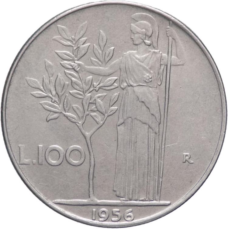 100 lire 1956 - Minerva - Ac - I° ... 