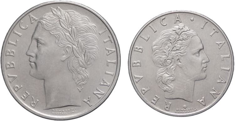Repubblica italiana - 2 monete da ... 