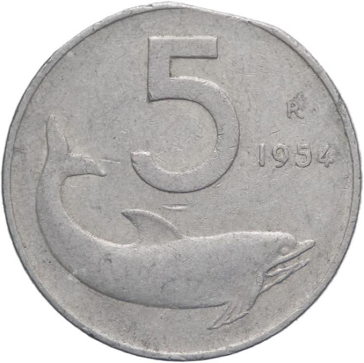 Repubblica italiana - 5 lire 1954 ... 