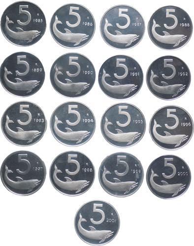 lotto di 18 monete da 5 Lire - ... 