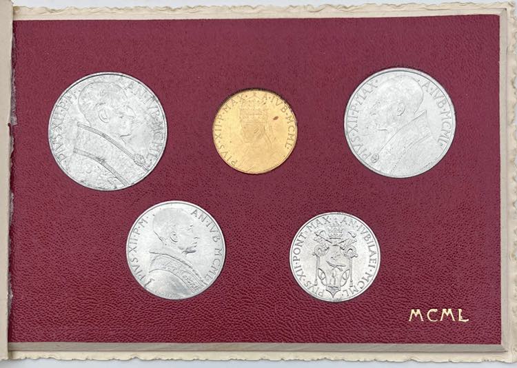lotto di 5 monete 1950 con 100 ... 