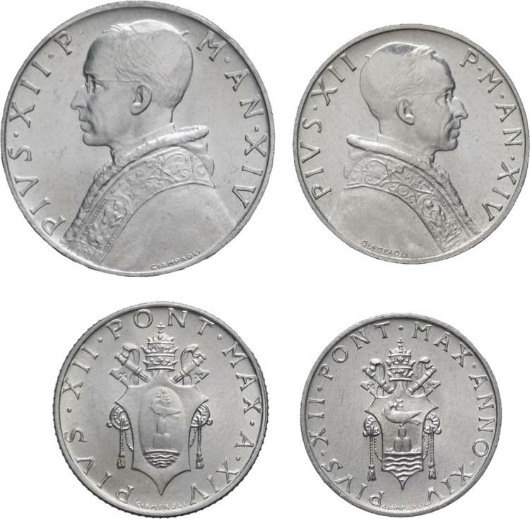 lotto 4 monete Pio XII (1939 - ... 
