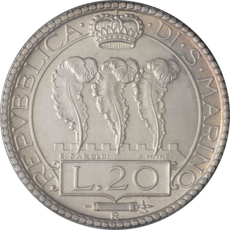 20 Lire 1935 - Repubblica (1864 - ... 