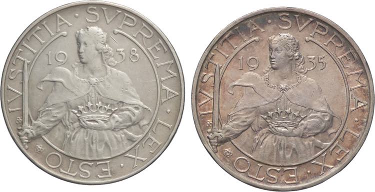 Lotto 2 monete da 10 Lire 1938 e ... 