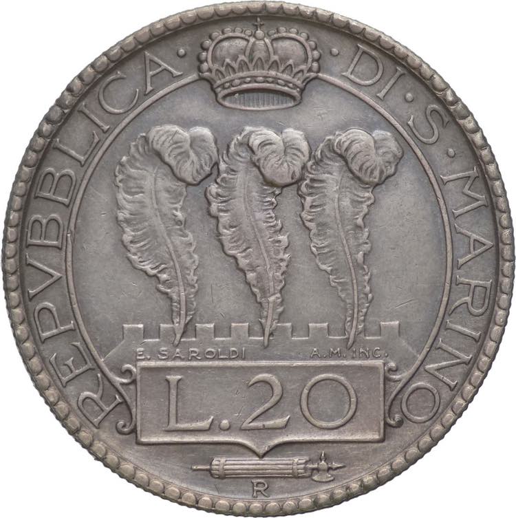 20 lire 1938 - Repubblica (1864 - ... 