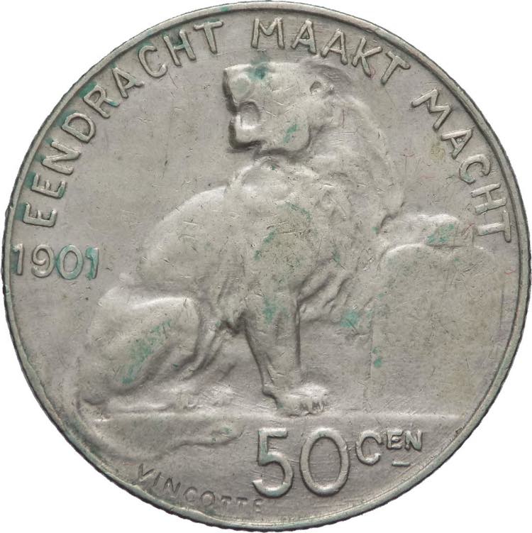 Belgio 50 Centimes 1901 - Leopoldo ... 