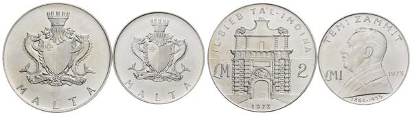 Malta - lotto di 2 monete da 1 e 2 ... 
