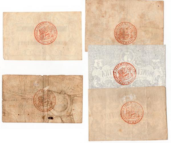 Lotto di 5 banconote 1848 - Moneta ... 