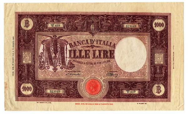 Regno Italia - 1000 Lire - decreto ... 