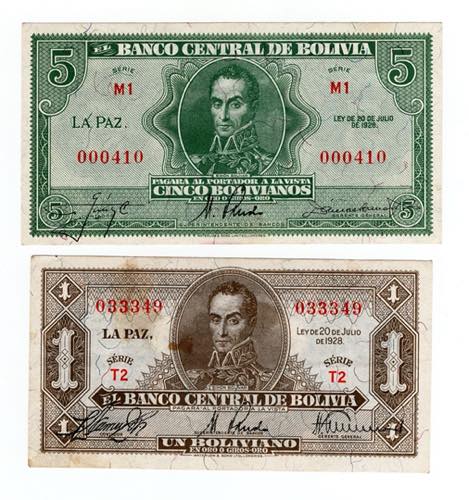 Bolivia - lotto di 2 banconote ... 