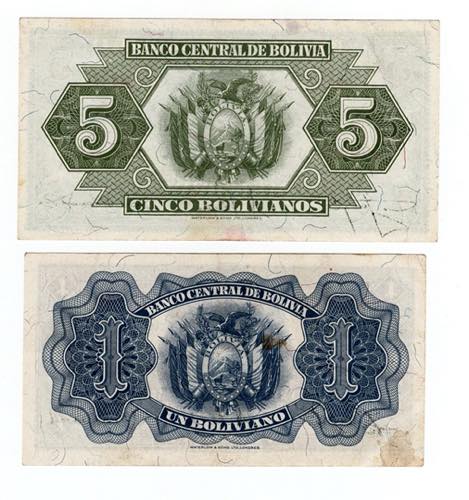 Bolivia - lotto di 2 banconote ... 
