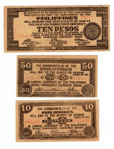 Lotto di 3 banconote Filippine 