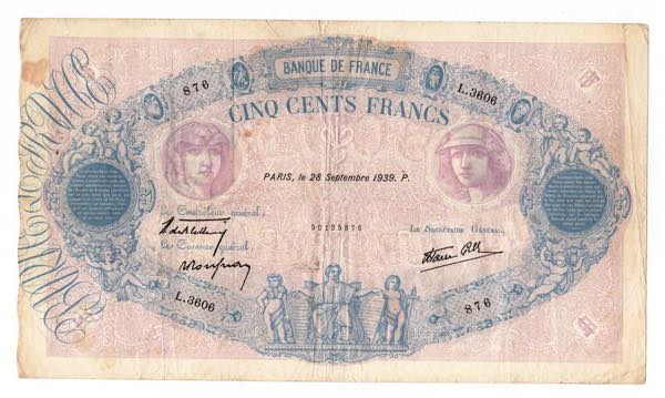 Francia - 500 Franchi 1939 - P# ... 
