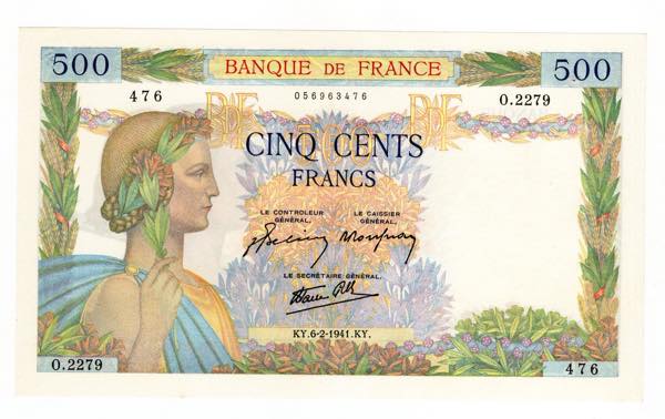 Francia - 500 Franchi 1941 - P# ... 