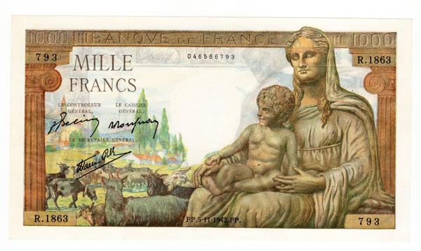 Francia - 1000 Franchi 1942 - P# ... 